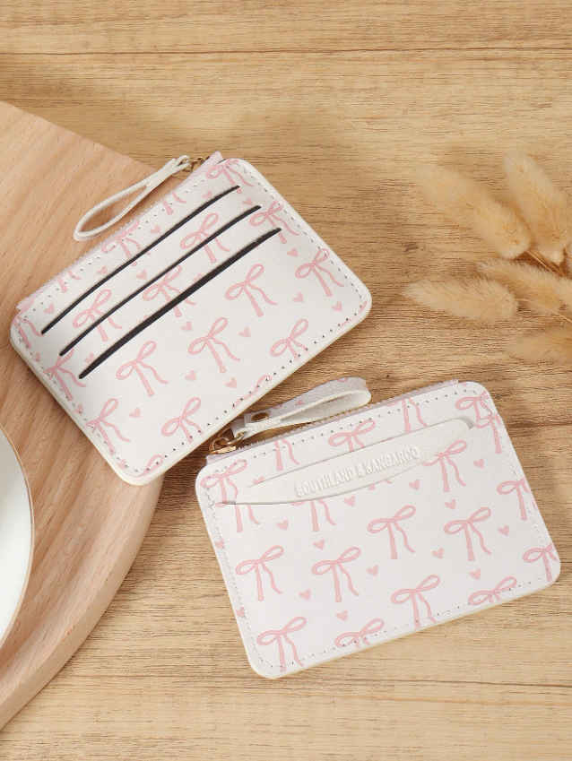 White bow card holder