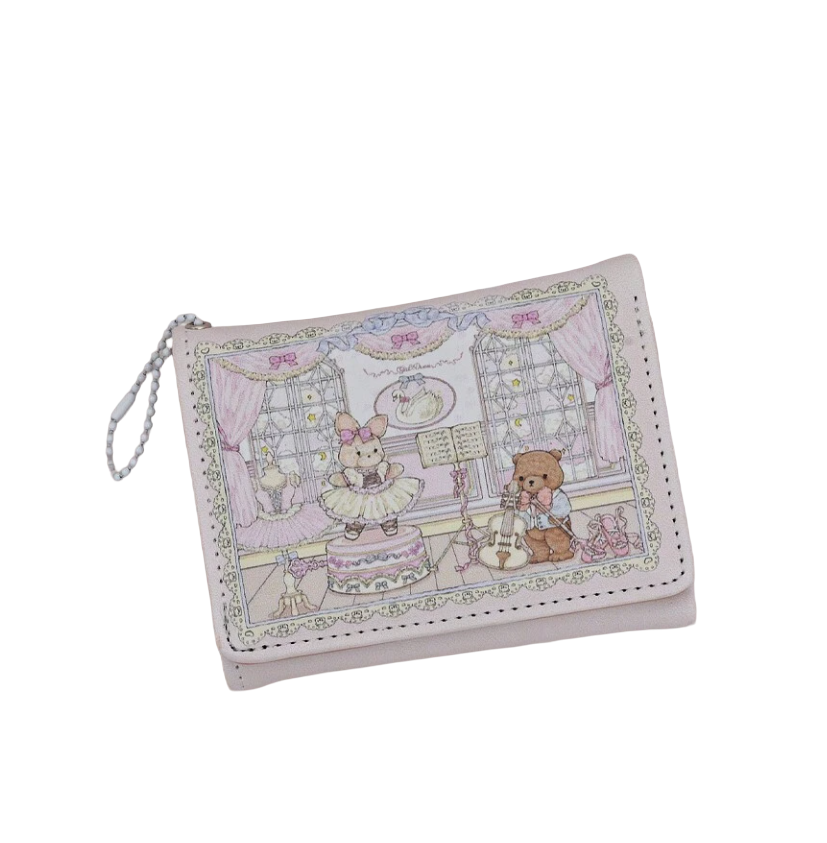 Bear wallet with cartoon characters