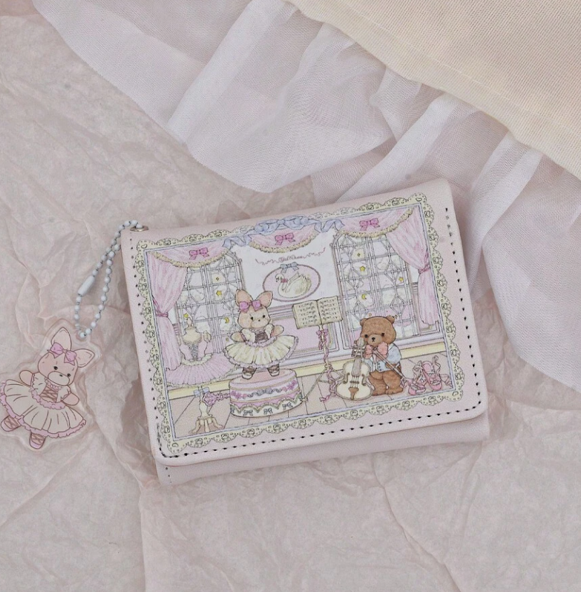 Bear wallet with cartoon characters