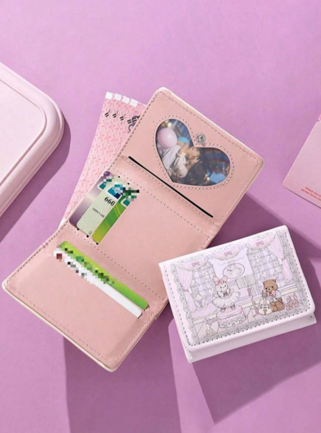 Bear wallet with cartoon characters from inside