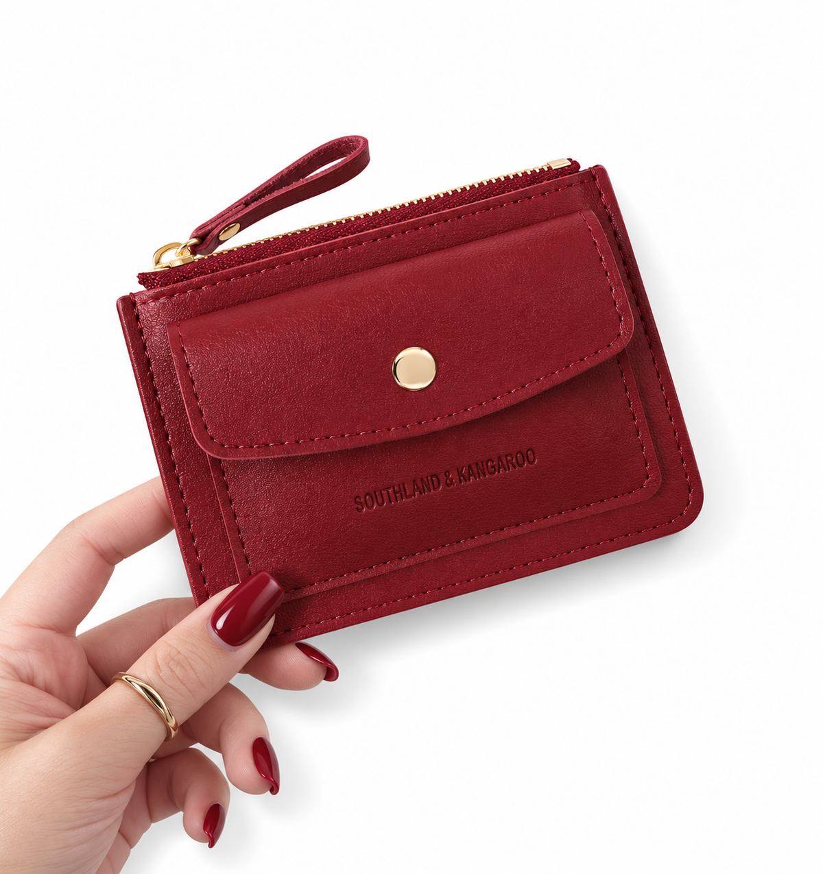 Red pochette card holder