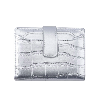 Leather silver trifold wallet