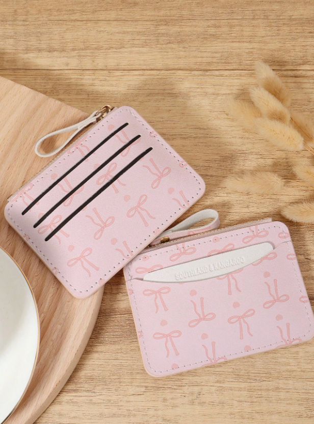 Pink bow card holder