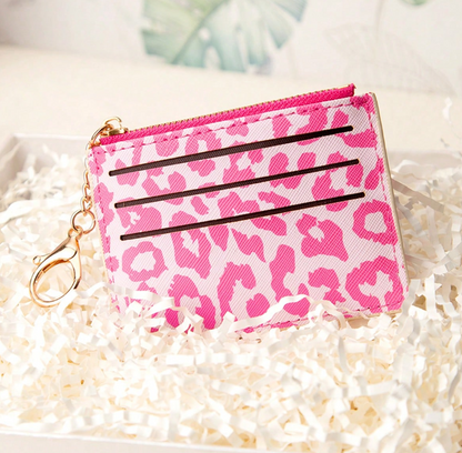 Pink leopard print cardholder