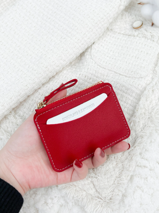 Red blush pocket card holder