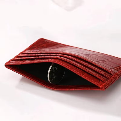 Red faux-crocodile leather card holder 2