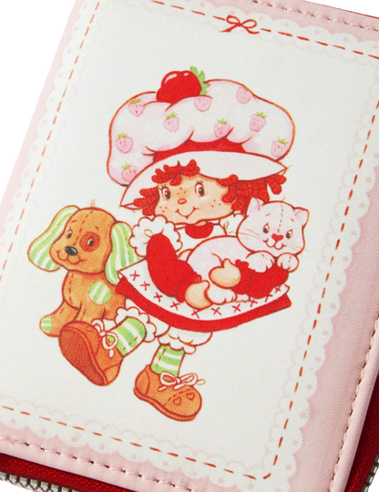 Small pink wallet with cartoon character and strawberry -1